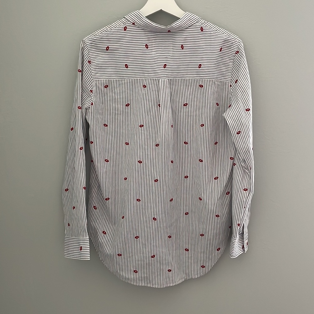 Rails Taylor Striped Lip-print Cotton-blend Shirt In Flocked Kisses NWT! - Picture 3 of 10